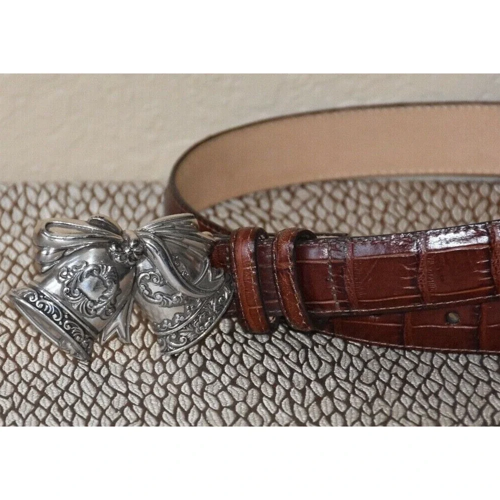 Brighton Holiday Signature Series 1998 Brown Leather Snake Print Belt Size 28